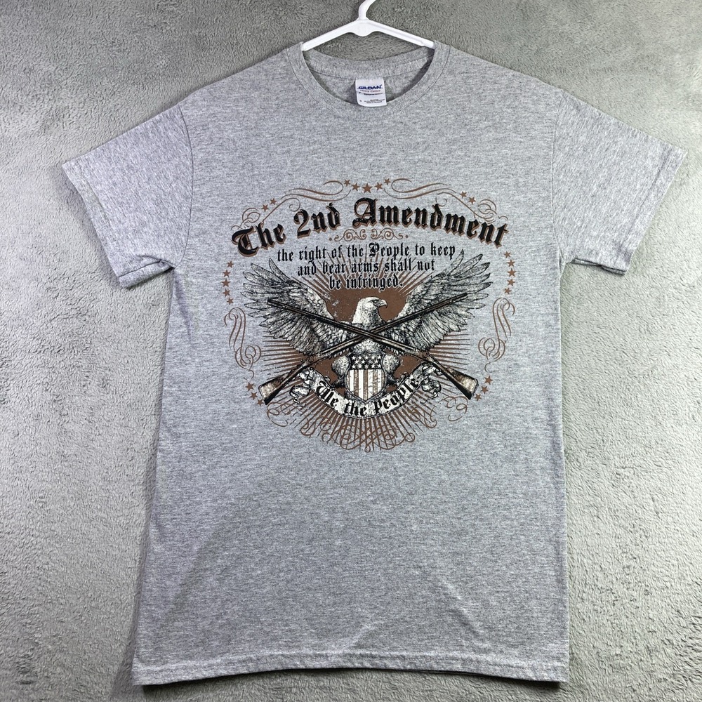 2nd Amendment T-Shirt Adult Small Gray Right to Bear Arms Graphic Tee SS